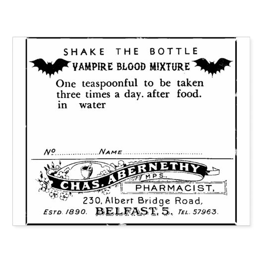 Halloween Apothecary Label - Vampire Bloed - Rubberstempel (Afrduk)