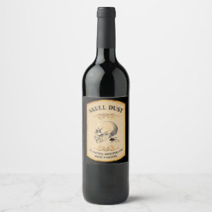Halloween-Apothecary Skull Dust Wine Label Wijn Etiket