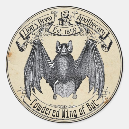 Halloween Apothecary Wing of Bat Ronde Sticker (Voorkant)