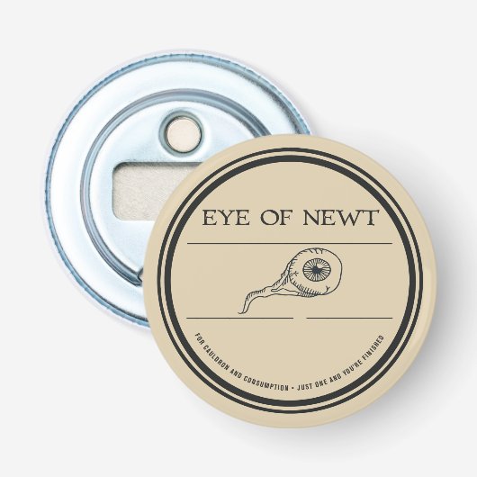 Halloween Apotheek Oog Van De Watersalamander Button Flesopener (Voorkant)