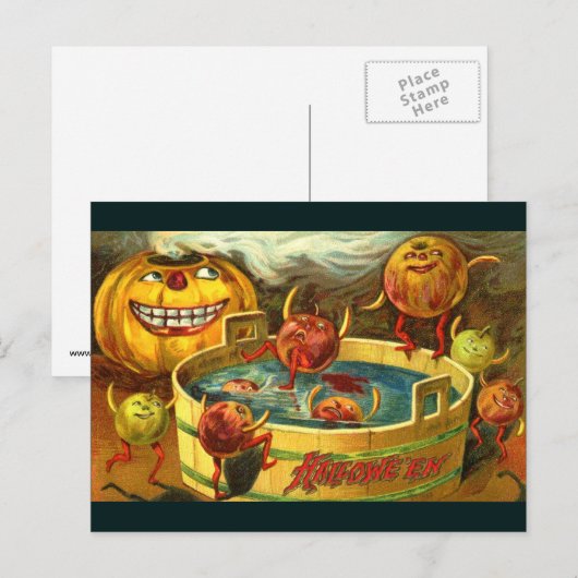 Halloween Apple Bobbing Briefkaart (Voorkant / Achterkant)