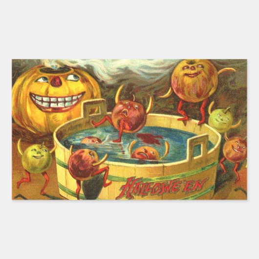 Halloween Apple Bobbing Rechthoekige Sticker (Voorkant)
