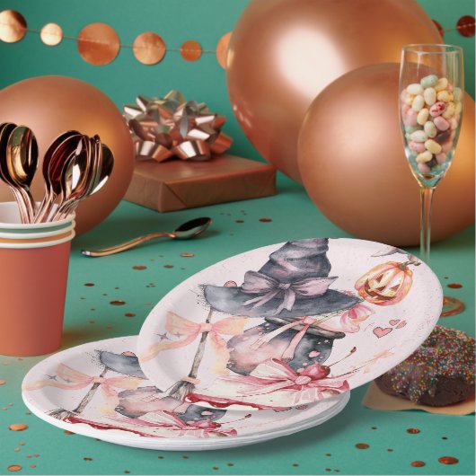 Halloween aquarel coquette Verjaardagsfeest Papieren Bordje (Multi)