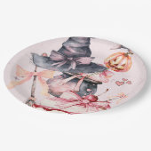 Halloween aquarel coquette Verjaardagsfeest Papieren Bordje (Gekanteld)