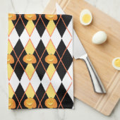 Halloween Argyle Jack-o-lantern Pumpkin Theedoek (Quarter Fold)