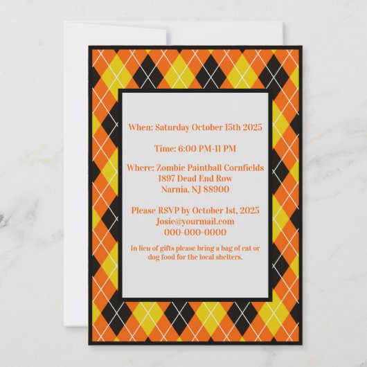 Halloween Argyle jack op lantaarn Kaart (Achterkant)