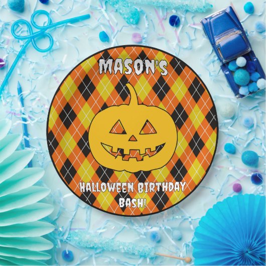 Halloween Argyle jack op lantaarn Papieren Bordje (Feest)