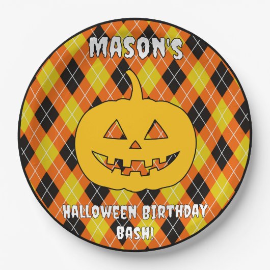 Halloween Argyle jack op lantaarn Papieren Bordje (Voorkant)