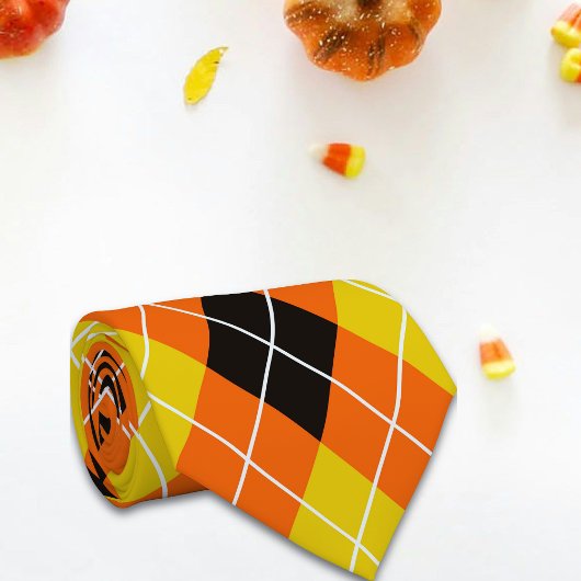 Halloween Argyle Pattern Stropdas – Classic Spooky