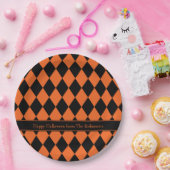 Halloween Argyle ~ Persoonlijk Papieren Bordje (Feest)