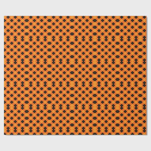 Halloween Argyle Plaid Bold Orange & Black Cadeaupapier (Vlak)
