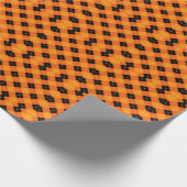 Halloween Argyle Plaid Bold Orange & Black Cadeaupapier (Hoek)