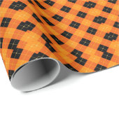 Halloween Argyle Plaid Bold Orange & Black Cadeaupapier (Rol Hoek)
