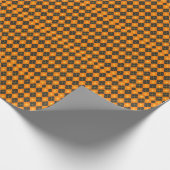 Halloween Argyle Plaid Orange & Black with Gold Cadeaupapier (Hoek)