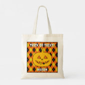 Halloween Argyle Trick-or-Treat Bag met pompoen Tote Bag (Achterkant)