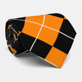 Halloween Argyle - Zwart, wit en Oranje design Stropdas (Opgerold)