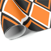 Halloween Argyle - Zwarte & Oranje diamanten Cadeaupapier (Rol Hoek)