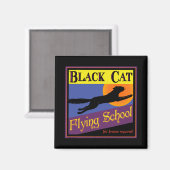 halloween Art Black Cat Flying School Magneet (Voorkant / Achterkant)