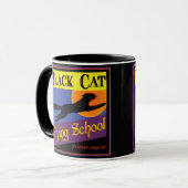 halloween Art Black Cat Flying School Mok (Voorkant links)