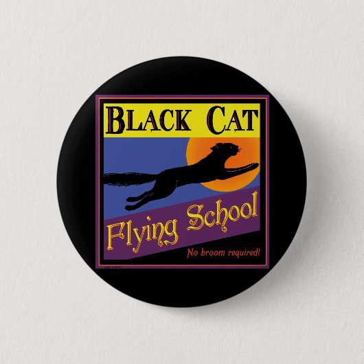  halloween Art Black Cat Flying School Ronde Button 5,7 Cm (Voorkant)