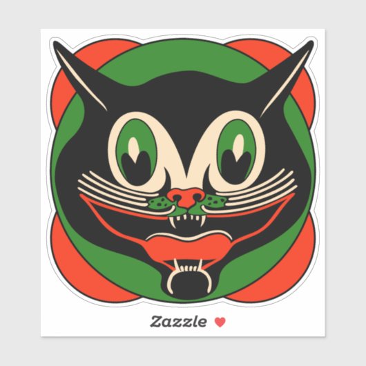  Halloween Art Deco Black Cat Sticker (Vel)