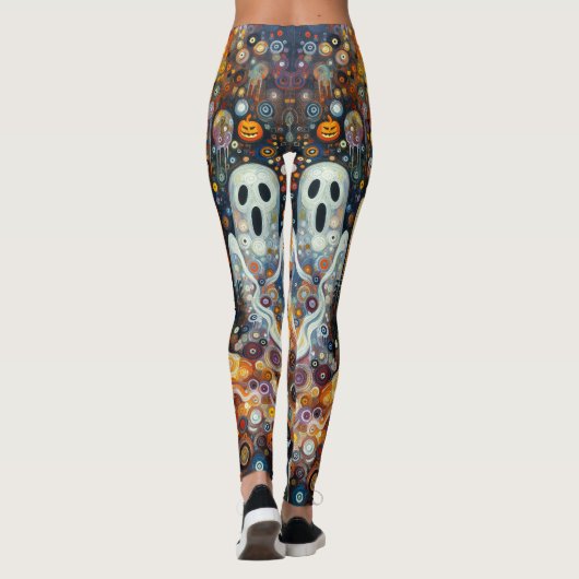 Halloween Art Deco Ghosts Spooky Leuke Leggings (Achterkant)