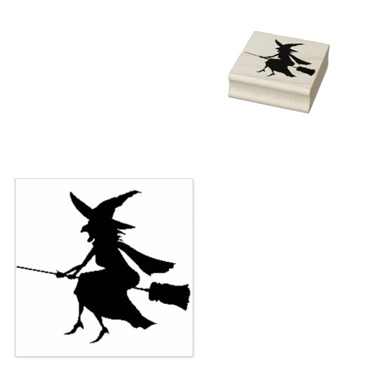 Halloween Art Postzegels/Heks op bezem Rubberstempel (Gestempeld)