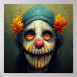 Halloween Art. Sad en Scary Clown. AI CREËER Poster