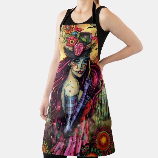 Halloween Art Sugar Skull beroemd gemaakt door Mol Schort (Insitu)