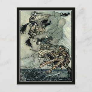 Halloween Arthur Rackham vliegende heks Briefkaart