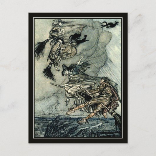  Halloween Arthur Rackham vliegende heks Briefkaart (Voorkant)