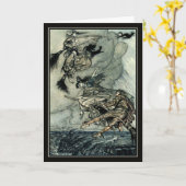  Halloween Arthur Rackham Vliegende Heksen Kaart (Gele Bloem)