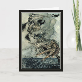 Halloween Arthur Rackham Vliegende Heksen Kaart