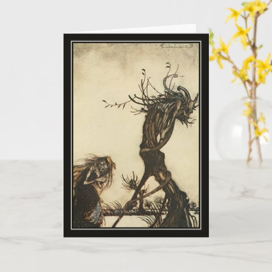  Halloween Arthur Rackham Witch Kaart (Gele Bloem)