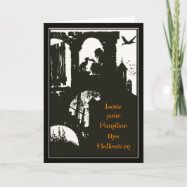 Halloween Arthur Rackham Witch + Zwarte Kat Kaart
