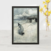 Halloween Arthur Rackham Witch + Zwarte Kat Kaart (Gele Bloem)