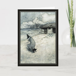 Halloween Arthur Rackham Witch + Zwarte Kat Kaart