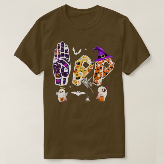 Halloween ASL, Hand Sign Language Boo Ghost Deaf P T-shirt (Design voorkant)