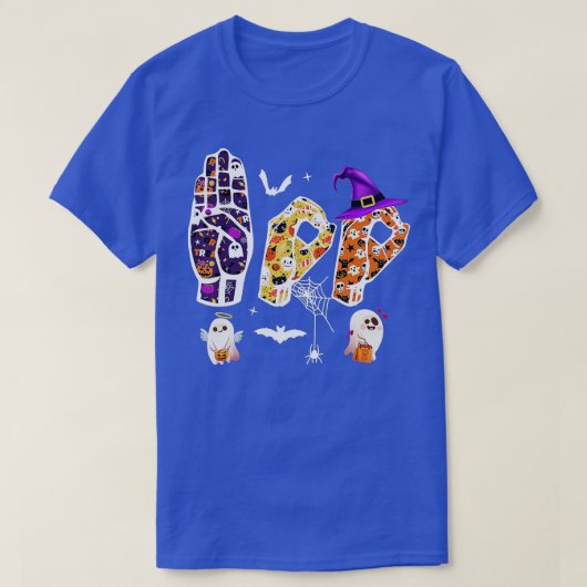 Halloween ASL, Hand Sign Language Boo Ghost Deaf P T-shirt (Design voorkant)