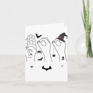 Halloween ASL Handgebarentaal Dove Pride Boo CR Kaart
