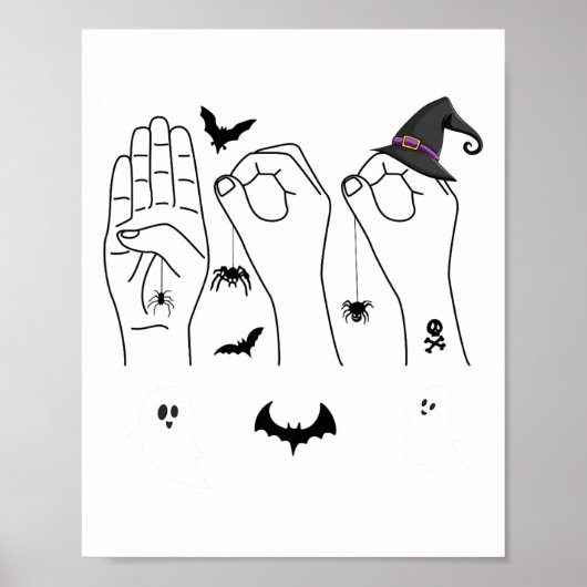 Halloween ASL Handgebarentaal Dove Pride Boo CR Poster (Voorkant)