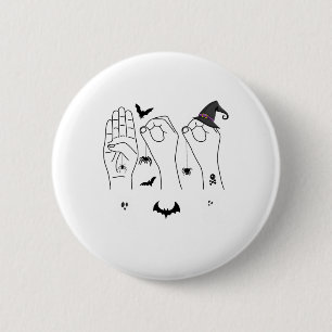 Halloween ASL Handgebarentaal Dove Pride Boo CR Ronde Button 5,7 Cm