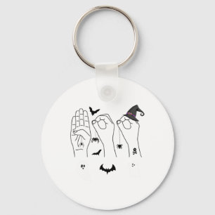 Halloween ASL Handgebarentaal Dove Pride Boo CR Sleutelhanger