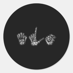 Halloween ASL Skelet Handgebarentaal Kostuum Ronde Sticker