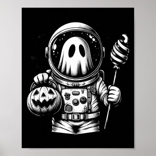 Halloween astronaut kostuum spook dier Boo Poster (Voorkant)