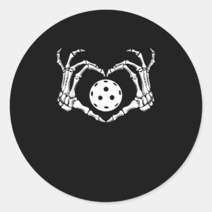 Halloween augurk skelet hart handen ronde sticker