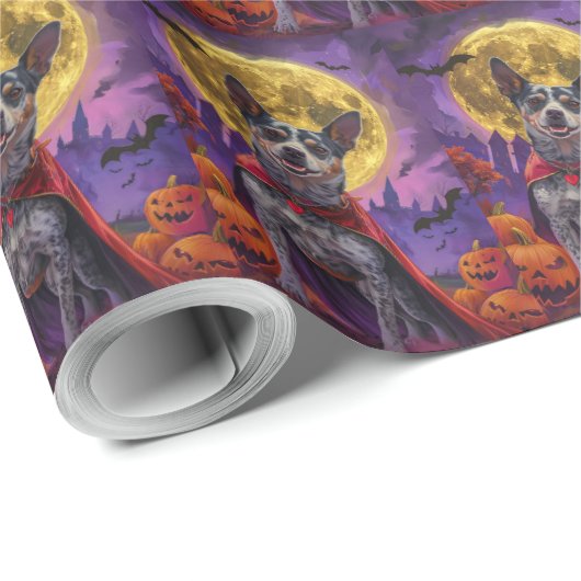 Halloween Australian Cattle Dog Pumpkins eng Cadeaupapier (Rol Hoek)