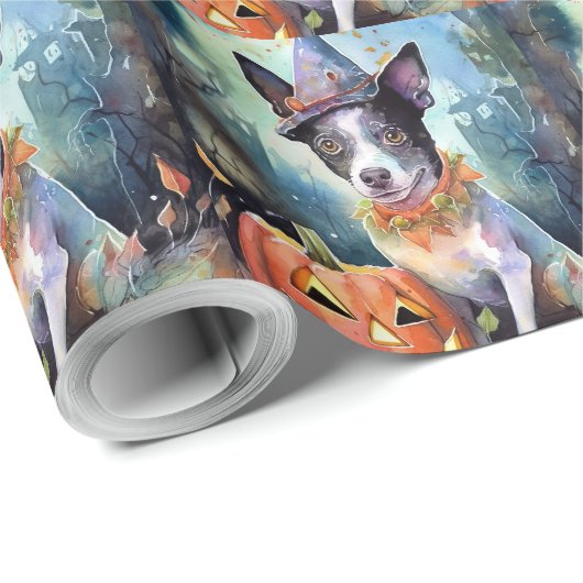 Halloween Australian Cattle with Pumpkins Scary Cadeaupapier (Rol Hoek)