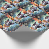 Halloween Australian Cattle with Pumpkins Scary Cadeaupapier (Hoek)