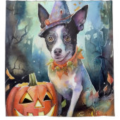 Halloween Australian Cattle with Pumpkins Scary Douchegordijn (Voorkant)